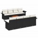 Sonata H Градински Sofa Комплект от 9 части с Възглавници Черен Полипроголозен Акация