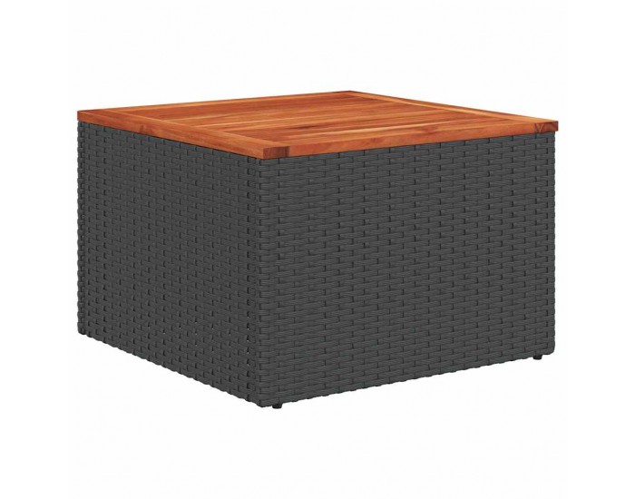 Sonata H 7 Часовен Градински Диван Комплект с Възглавници Черен Полиратан Акация