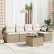 Sonata H 6 Piece Garden Sofa Set с Възглавници Бежов Полиратан Акация