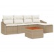 Sonata H 6 Piece Garden Sofa Set с Възглавници Бежов Полиратан Акация