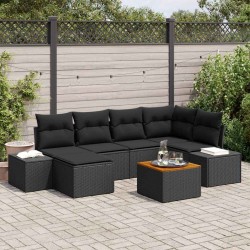 Sonata H Градински диван комплект с възглавници Черен Полипропилен Акация - Seturi pentru exterior