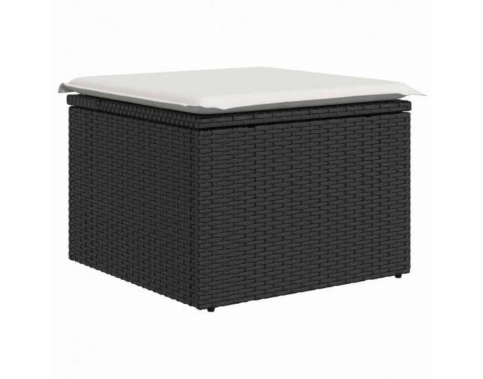 Sonata H 9 части градински диван комплект с възглавници черен полиратан акация