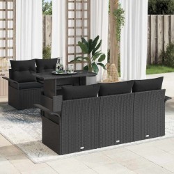 Sonata H комплект от 6 градински дивана с възглавници черен полиратан - Seturi pentru exterior