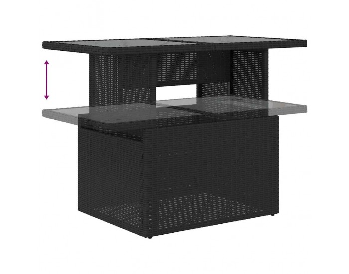 Sonata H 7 партиен комплект градински диван с възглавници Черен Полиратан