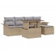 Sonata H 6 части градински диван комплект с възглавници бежов полирани ратан