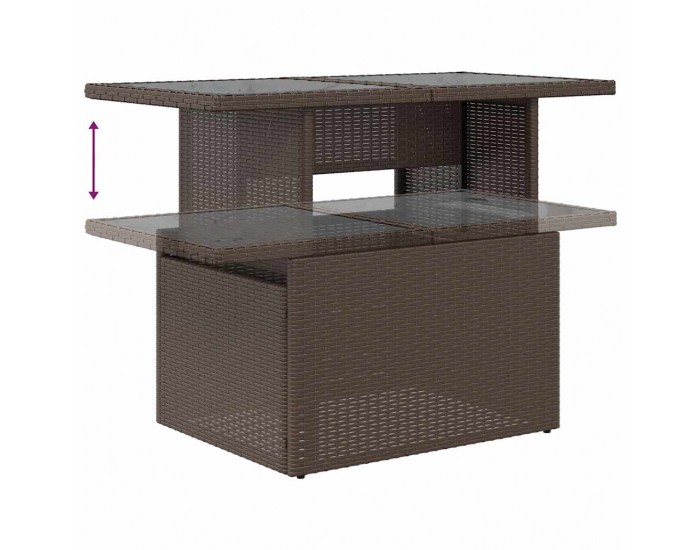 Sonata H 7 части градински диван комплект с възглавници Кафяв поли ратан
