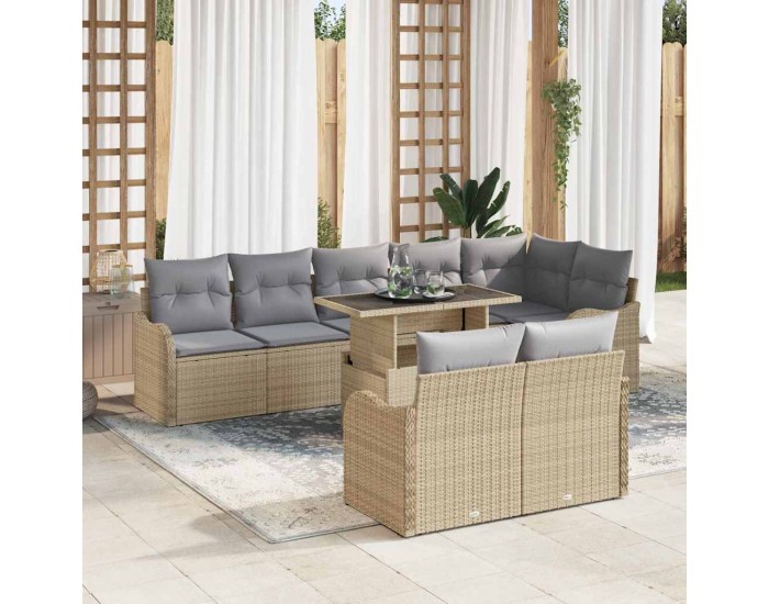 Sonata Set de lounge 9 buc. Bej Rattan poli