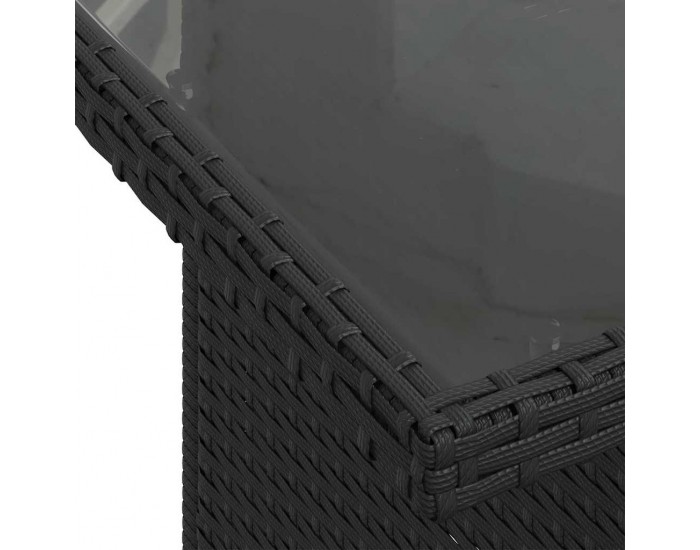 Sonata H 9 Частен Градински Диван Сет с Възглавници Черен Поли Ратан