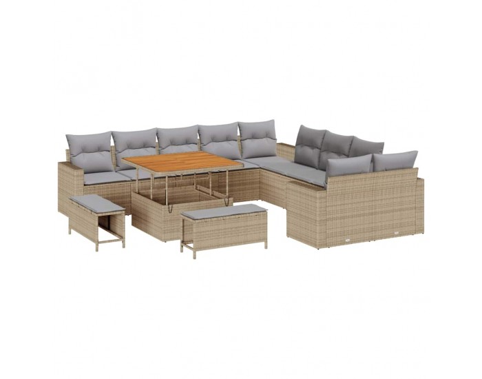 Sonata H Градински Софа Комплект 13 pcs бежово и светлосиво