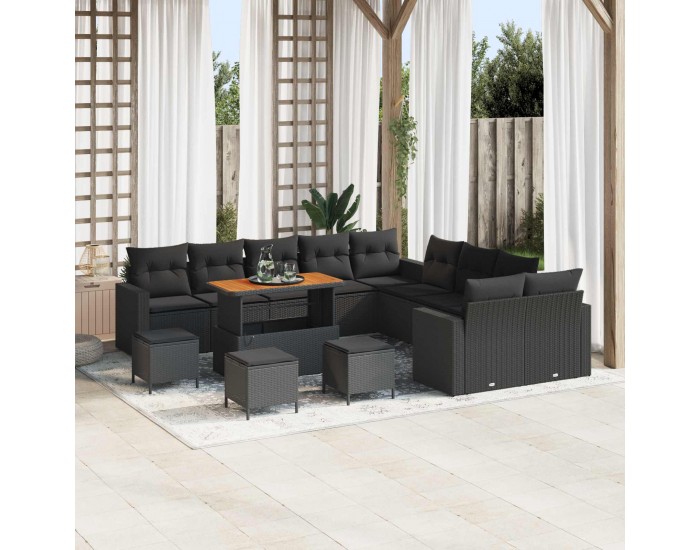 Sonata H Градински Софа Комплект 14 pcs Черно 110 x 55 x 71 см