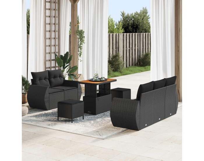 Sonata H Градински Софа Комплект 8 pcs Черно 90 x 55 x 71 cm