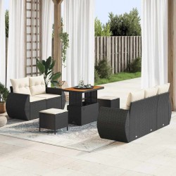 Sonata H Градински Софа Комплект 8 pcs Черно и кремаво 90 x 55 x 71 cm - Canapele și bănci de grădină