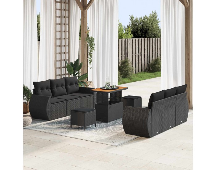 Sonata H Градински Софа Комплект 9 pcs Черно 90 x 55 x 71 cm
