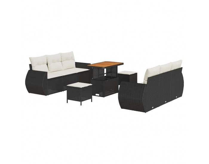 Sonata H Градински Софа Комплект 9 pcs Черно и кремаво 90 x 55 x 71 cm