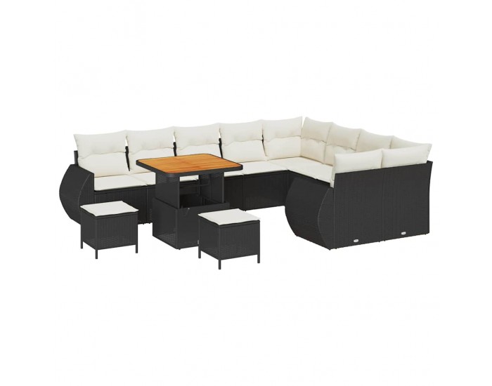 Sonata H Градински Софа Комплект 12 pcs Черно и кремаво 80 x 80 x 71 cm