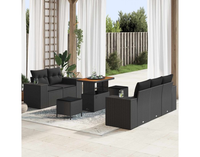 Sonata H Градински Софа Комплект 8 pcs Черно 90 x 55 x 71 cm