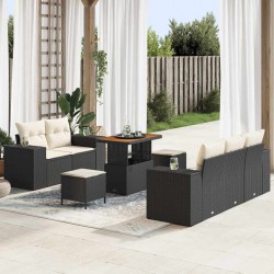 Sonata H Градински Софа Комплект 8 pcs Черно и кремаво 90 x 55 x 71 cm - Canapele și bănci de grădină