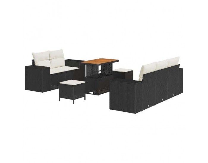Sonata H Градински Софа Комплект 8 pcs Черно и кремаво 90 x 55 x 71 cm
