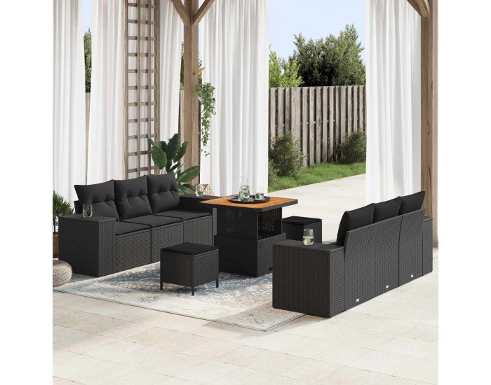 Sonata H Градински Софа Комплект 9 pcs Черно 80 x 80 x 71 cm