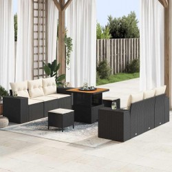 Sonata H Градински Софа Комплект 9 pcs Черно и кремаво 80 x 80 x 71 cm - Canapele și bănci de grădină