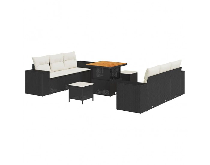 Sonata H Градински Софа Комплект 9 pcs Черно и кремаво 80 x 80 x 71 cm