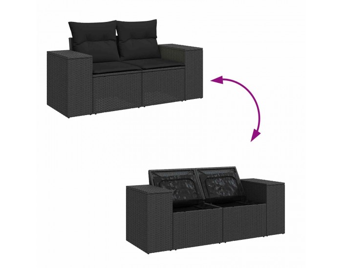 Sonata H Градински Софа Комплект 10 pcs Черно 80 x 80 x 71 cm
