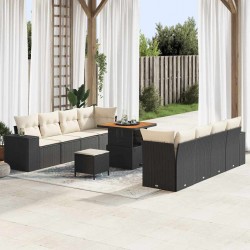 Sonata H Градински Софа Комплект 11 pcs Черен и кремав 80 x 80 x 71 cm - Canapele și bănci de grădină