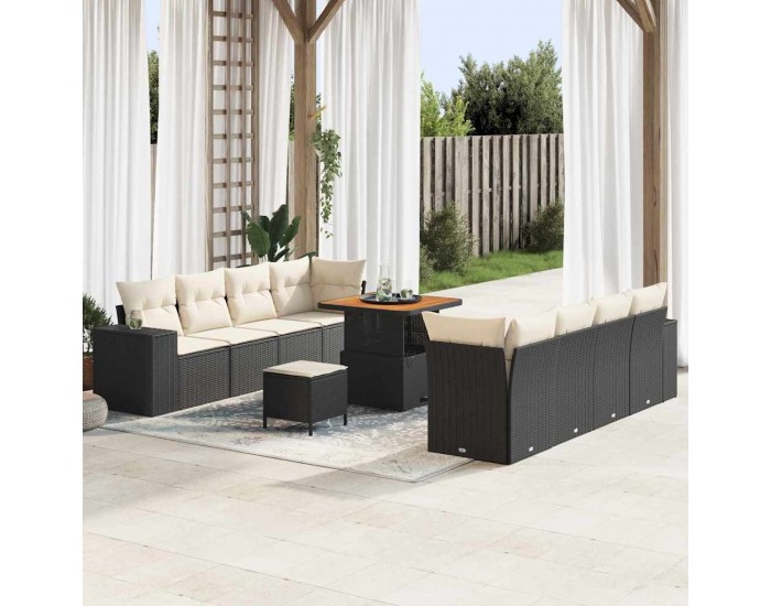 Sonata H Градински Софа Комплект 11 pcs Черен и кремав 80 x 80 x 71 cm