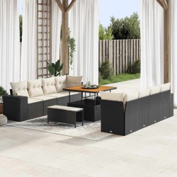 Sonata H Градински Софа Комплект 11 pcs Черен и кремав 100 x 100 x 71 cm - Canapele și bănci de grădină