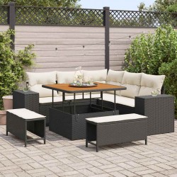 Sonata H Градински Софа Комплект 8 pcs Черен и кремав 100 x 100 x 71 cm - Canapele și bănci de grădină