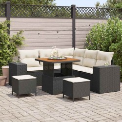 Sonata H Градински Софа Комплект 8 pcs Черен и кремав 80 x 80 x 71 cm - Canapele și bănci de grădină