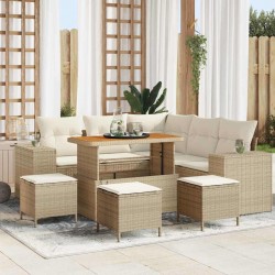 Sonata H Градински Софа Комплект 9 pcs Бежов и кремав 110 x 55 x 71 см - Canapele și bănci de grădină