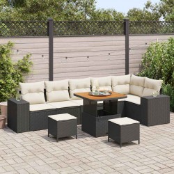 Sonata H Градински Софа Комплект 9 pcs Черен и кремав 80 x 80 x 71 cm - Canapele și bănci de grădină
