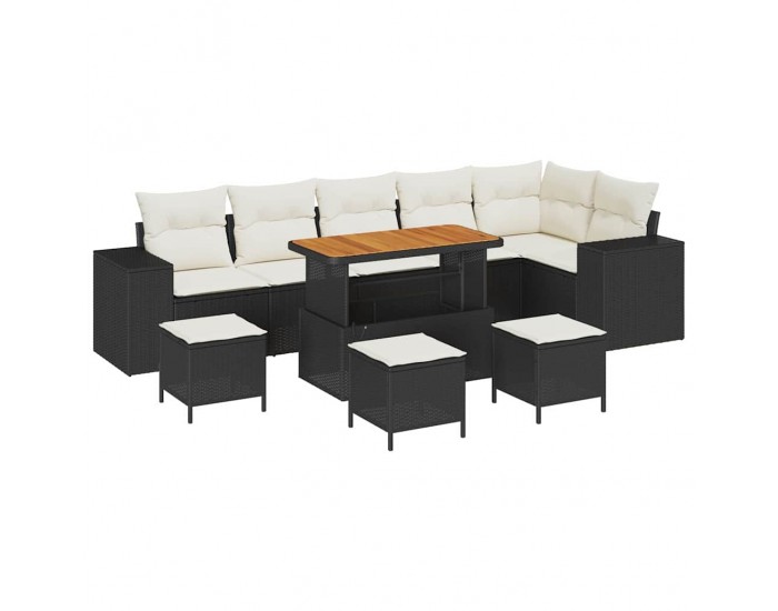 Sonata H Градински Софа Комплект 10 pcs Черен и кремав 110 x 55 x 71 см