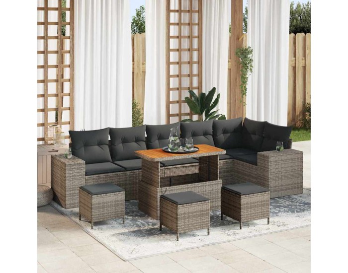 Sonata H Градински Софа Комплект 10 pcs Сив 110 x 55 x 71 см
