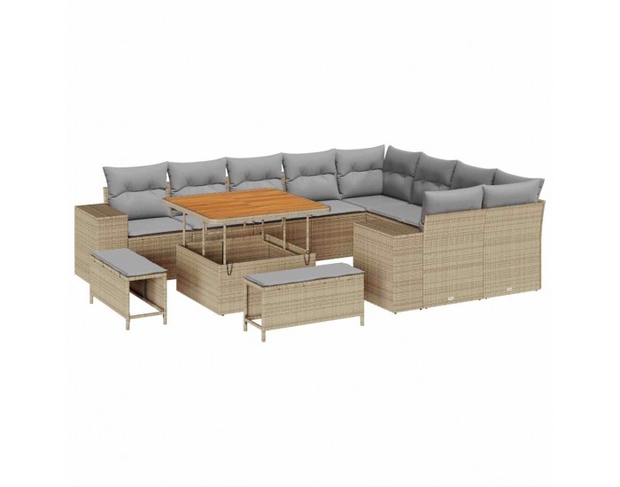 Sonata H Градински Софа Комплект с възглавница 12 pcs Бежов и Светло Сив