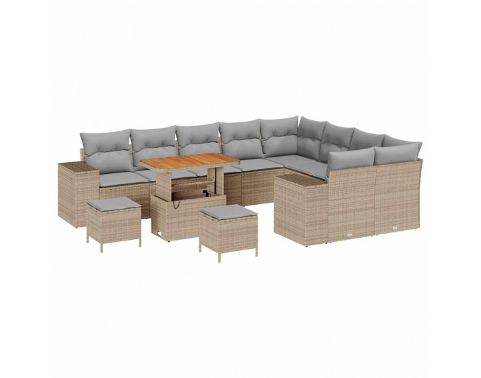 Sonata H Градински Софа Комплект с възглавница 12 pcs Бежов и Светло Сив