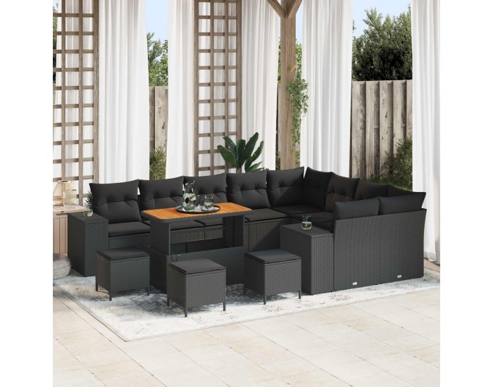 Sonata H Градински Софа Комплект 13 pcs Черно 110 x 55 x 71 см