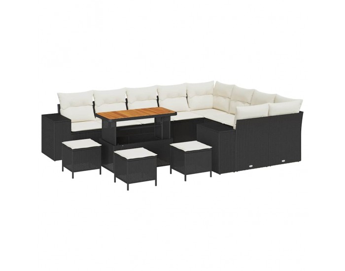 Sonata H Градински Софа Комплект 13 pcs Черен и кремав 110 x 55 x 71 см