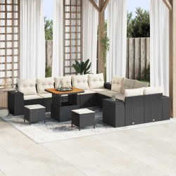 Sonata H Градински Софа Комплект 13 pcs Черен и кремав 80 x 80 x 71 cm - Canapele și bănci de grădină