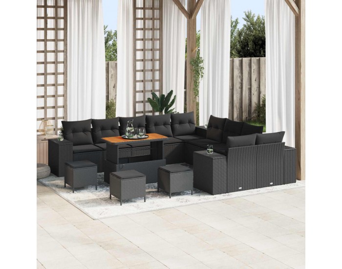 Sonata H Градински Софа Комплект 14 pcs Черно 110 x 55 x 71 см