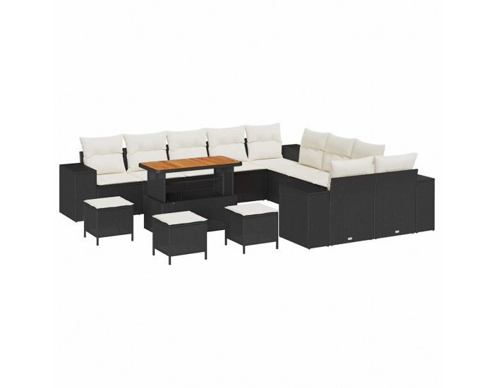 Sonata H Градински Софа Комплект 14 pcs Черен и кремав 110 x 55 x 71 см
