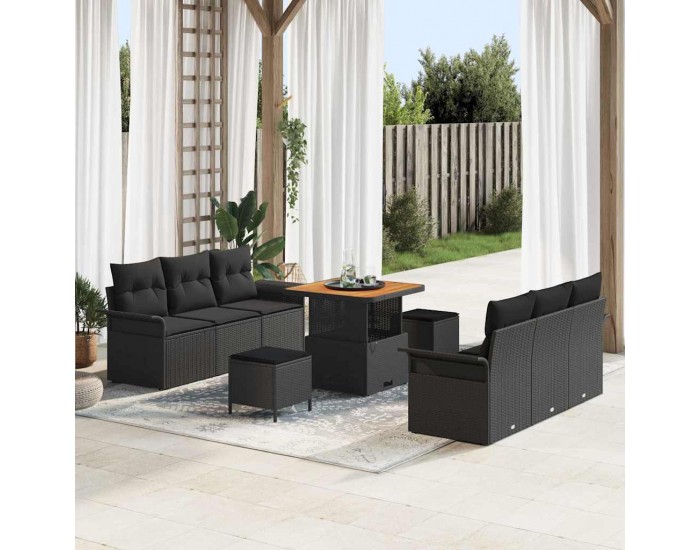 Sonata H Градински Софа Комплект 9 pcs Черно 80 x 80 x 71 cm