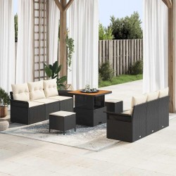 Sonata H Градински Софа Комплект 9 pcs Черен и кремав 80 x 80 x 71 cm - Canapele și bănci de grădină