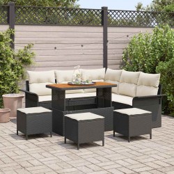 Sonata H Градински Софа Комплект 9 pcs Черен и кремав 110 x 55 x 71 см - Canapele și bănci de grădină