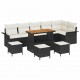 Sonata H Градински Софа Комплект 10 pcs Черен и кремав 110 x 55 x 71 см