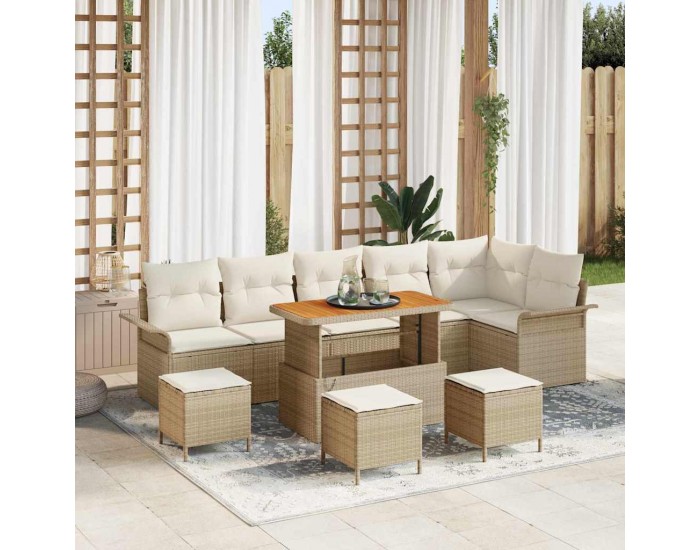 Sonata H Градински Софа Комплект 10 pcs Бежов и кремав 110 x 55 x 71 см