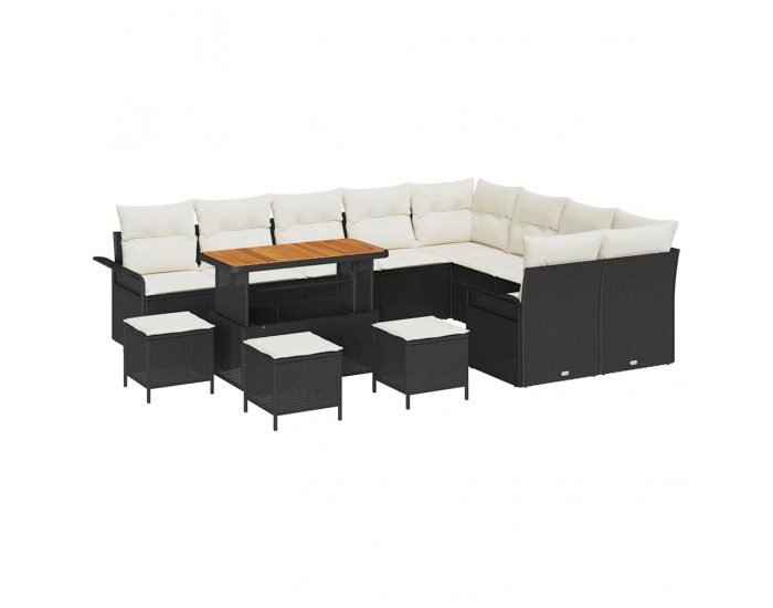 Sonata H Градински Софа Комплект 13 pcs Черен и кремав 110 x 55 x 71 см