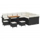 Sonata H Градински Софа Комплект 13 pcs Черен и кремав 110 x 55 x 71 см