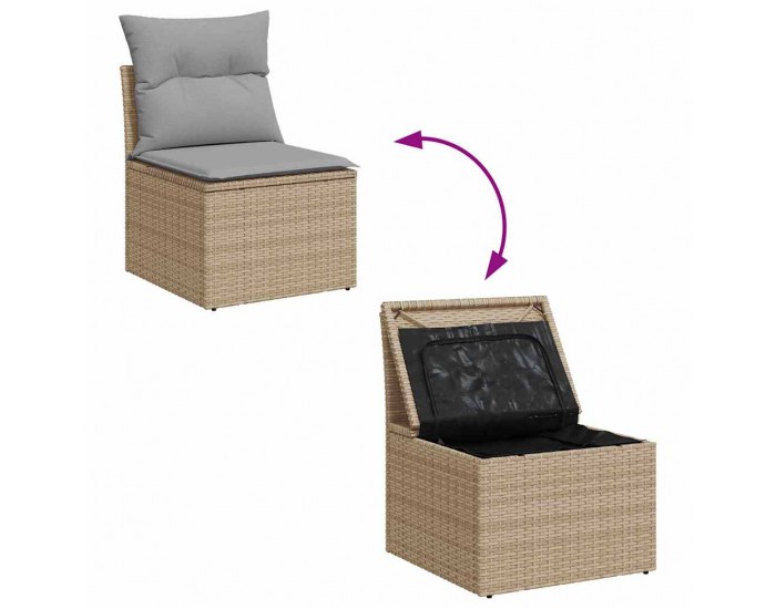 Sonata H Градински Софа Комплект с възглавница 13 pcs Бежов и Светло Сив